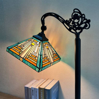 Bloomsbury Market Adhley Tiffany Floor Lamp Sea Blue Stained Glass